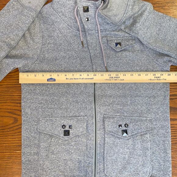 Volcom y2k 2000s Womens Hoodie Gray Size Large Metal Accent Long Jacket Full Zip - Picture 4 of 15